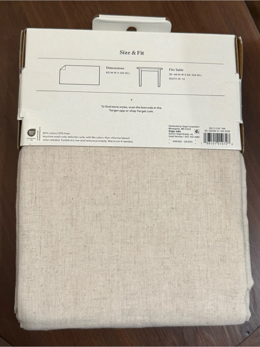 Threshold Linen Blend Oblong Tablecloth 60” x 120” NWT